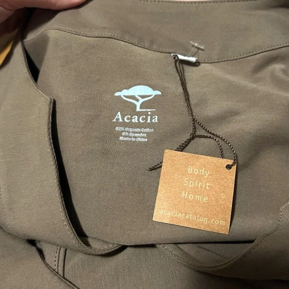 NWT Acacia Organic Cotton Brown 3/4 Sleeve V-Neck Knee Length Dress Womens sz M - Picture 3 of 4